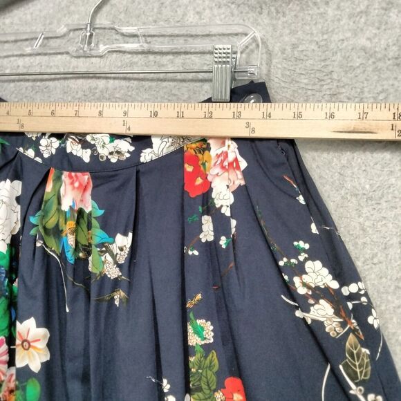 Grace Karin A-Line Skirt Womens Size M Navy Blue Floral Pleated Short Stretch - Picture 5 of 11